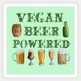 VEGAN BEER POWERED - GREEN ST PATRICKS DAY TEXT Magnet